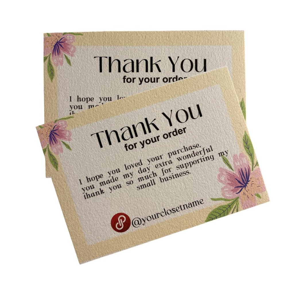 Set of 100 Small Business Cards / Thank You Note With Your Business Name